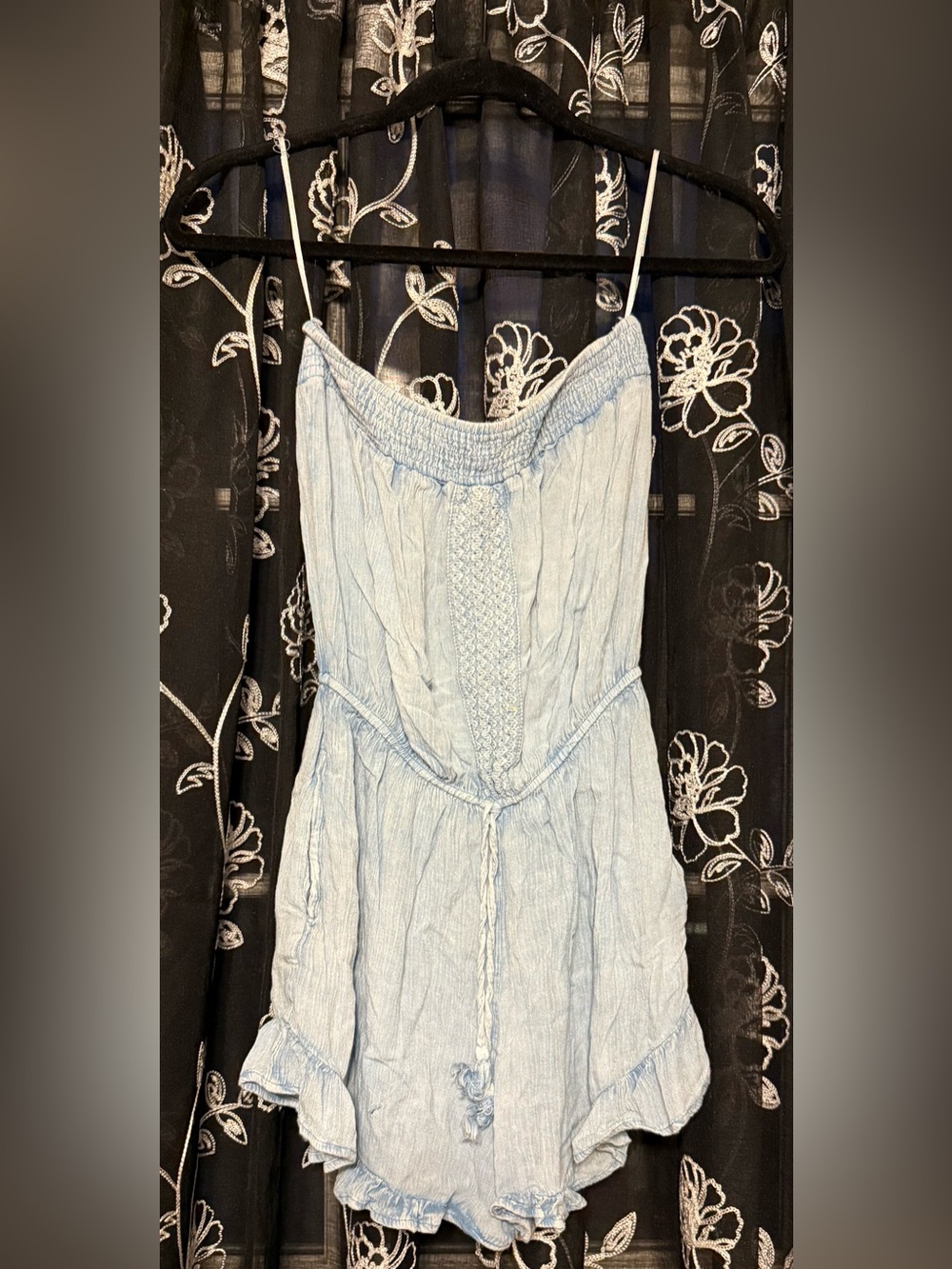 Light Blue Strapless Romper with Braided Detail
